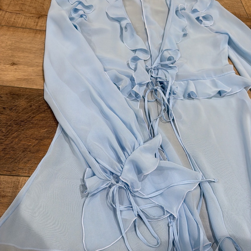 Les Filles D’eva sheer ruffled blouse in blue - Picture 5 of 7